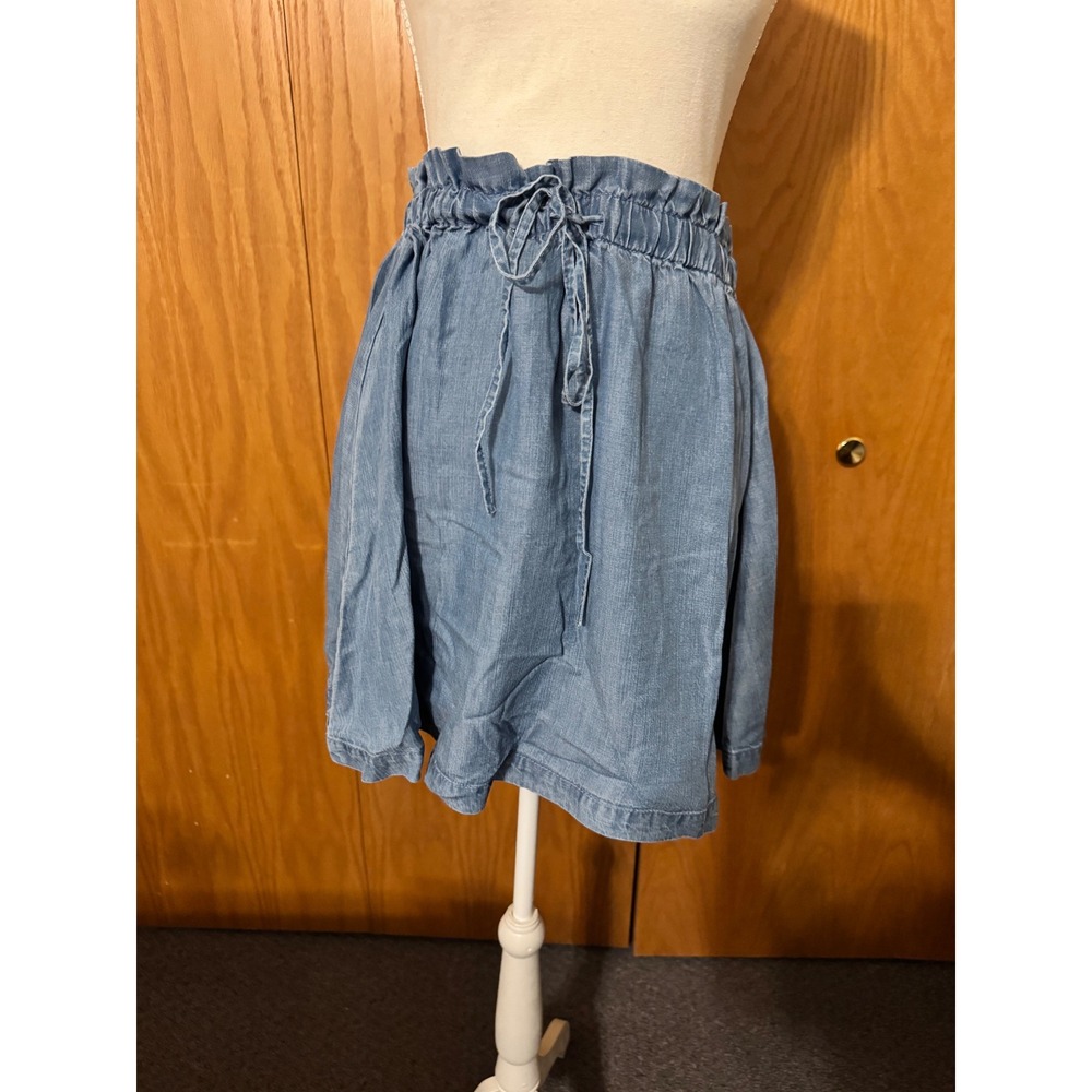 Loft Outlet Blue Chambray Paperbag Waist Skirt Small NWOT - Picture 4 of 5